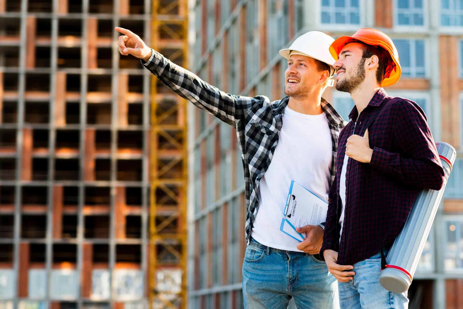ingeniero arquitecto supervisando obra